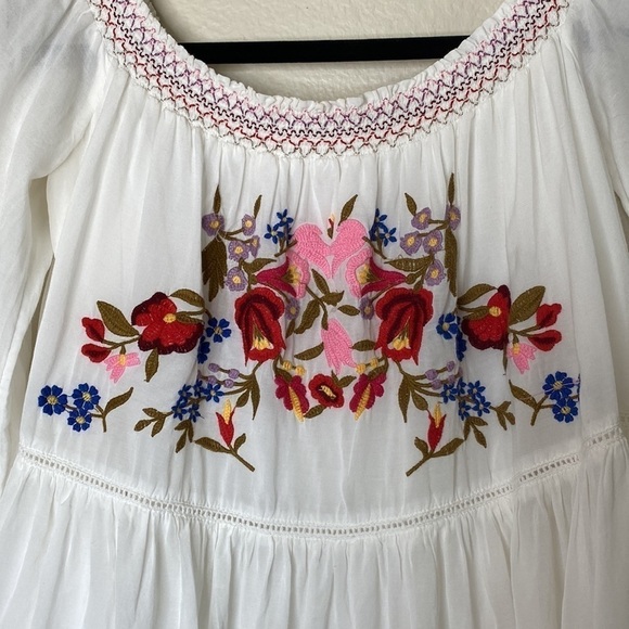 Free people sunbeams dress women’s medium white off shoulder embroidered - Picture 3 of 8